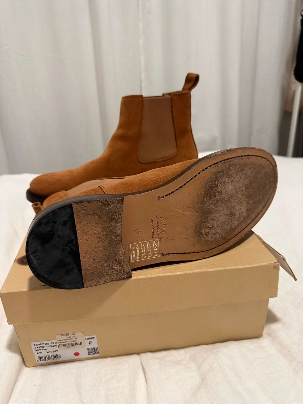 A.P.C. Tan Suede Chelsea Boots